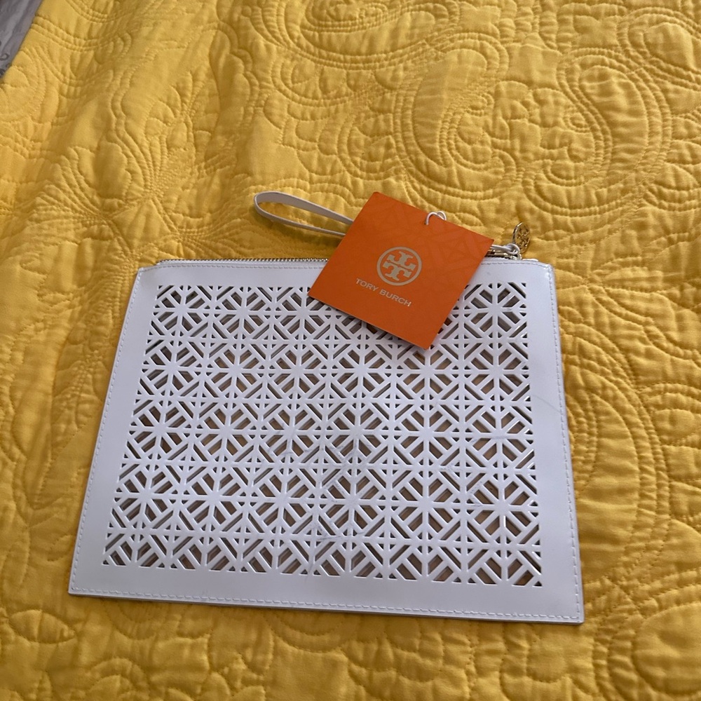 Tory Burch white wrist purse NWT